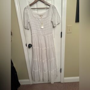 New White Boho Maxi Dress Lace Violet Skies Anthropologie $88